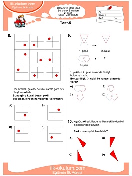 ilkokul 1. Sınıf Bilsem Zeka Testi 